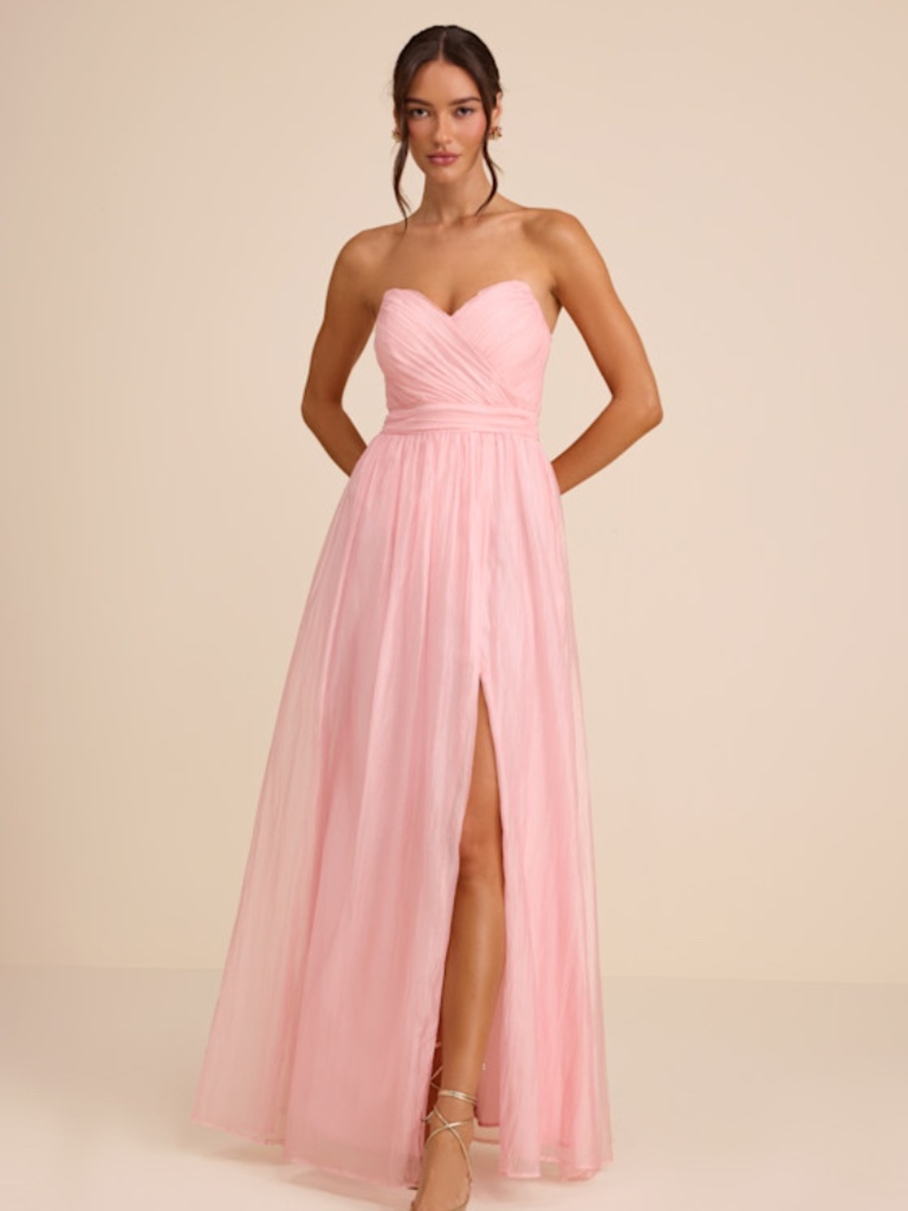 Lulus Rosalind Light Pink Organza Strapless Maxi Dress - Size XL